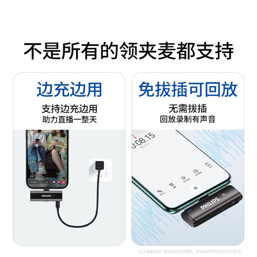 Philips (PHILIPS) national subsidy wireless lavalier microphone one-to-two live radio microphone vlog anchor outdoor short video interview plug-in noise reduction microphone DLM3545V