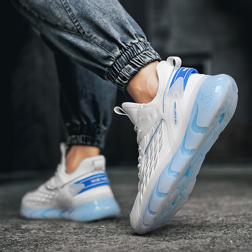 Patal Vieton Herrenschuhe Pop-Corn-Schock-absorbierende Laufschuhe Sommerschuhe Mesh atmungsaktiven Schuhen Herbst und Wintergrößen-Absorbing-Schuhe Herrenschuhe weiße und blau-Running Style 898 42