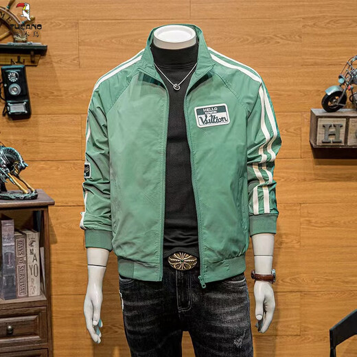 Woodpecker (TUCANO) Men's Jacket Spring and Autumn Workwear Top 2024 New Trendy Brand Contrast Color Striped Stand Collar Jacket Spring Casual Versatile Black High Street Men's Trendy Jacket Spring Style/Trend/Protection XL Recommendation 130-150Jin Jin is equal to 0.5 kg