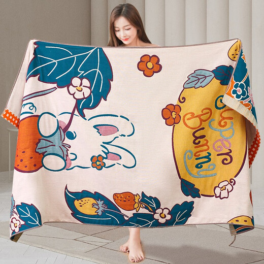 Gauze bath towel, cotton, absorbent and lint-free, Category A children's bath wrap, baby large bath towel, summer Bru Bear large bath towel, four layers 0g 80*160cm