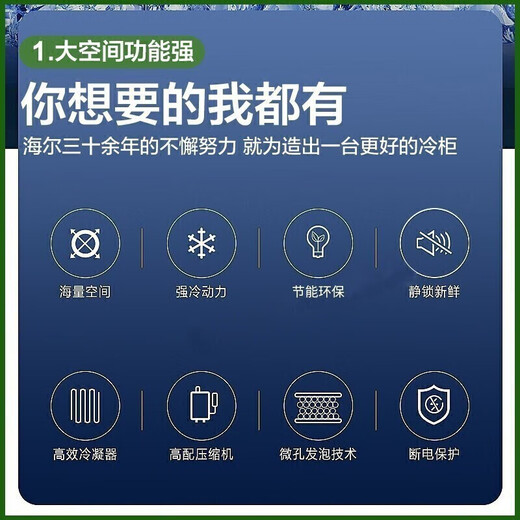 海尔冰柜大容量商用速冻全冷冻家用卧式节能省电减霜零下-38度商用冷柜 数显BC/BD-719HEZ 10~-38℃