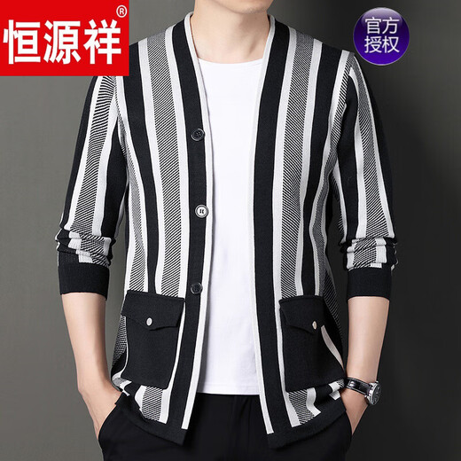 恒源祥品牌高档男装 秋冬新品修身外套男士毛衣男式针织开衫羊毛打底衫 MJ8185驼色 170-L-110
