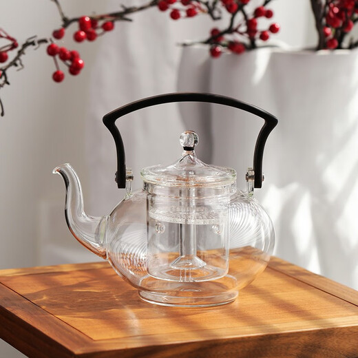 Heyue tea set, Heyue kettle, high borosilicate heat-resistant glass teapot, health kettle, household tea kettle, steaming tea, tea kettle, Heyue kettle (transparent color) 1000ml