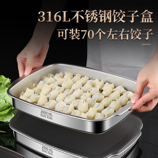 Heqing dumpling storage fresh-keeping refrigerator quick-freezing box food-grade 316L stainless steel special dumplings and wontons large freezing box 1200ML 1 piece 1 layer