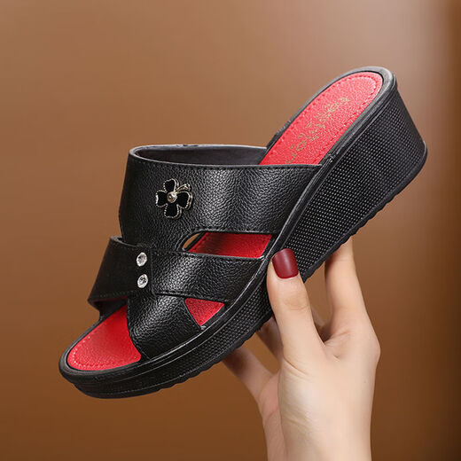 Yunyouli (Yunyouli) Sandalen mittleren Alters für Frauen, die neue Modefischmund-Mund-Hang-Fersen-Sommer-Mutterschuhe tragen, nicht rutschdicke Pantoffeln für Frauen für Frauen im Off-White High Heels (937) 39 (geeignet für Größe 38 Fuß)