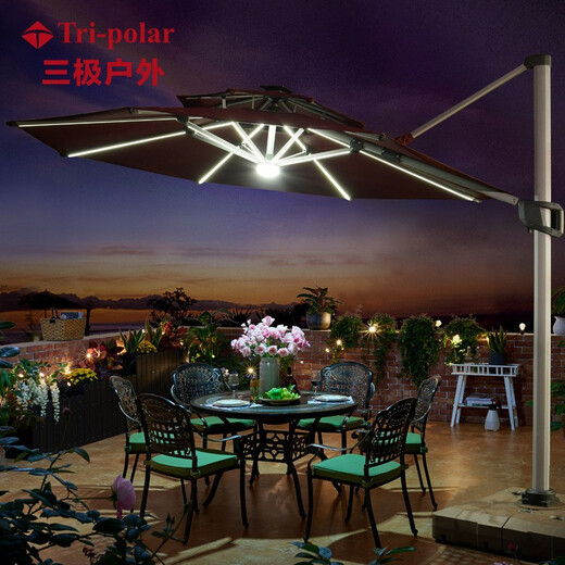 
Tri-polar parasol outdoor courtyard umbrella outdoor garden beach Roman umbrella sun umbrella outdoor umbrella TP7022 off-white square 2.5m umbrella with 70kg marble base