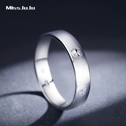 Miss JuJu pt950 platinum ring men's live ring platinum ring solid adjustable open ring women's closed ring 13# 4.8-5.0g