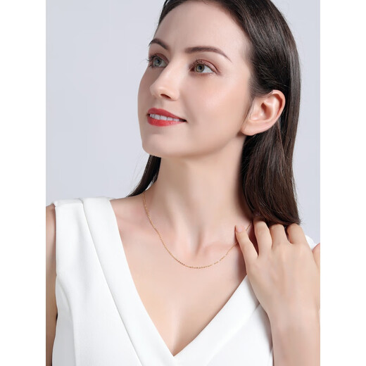 Fat Donglai's same style 18k gold necklace pendant 18K gold women's O-shaped chain clavicle chain plain chain AU750 yellow gold rose gold white gold 60cm x about 1.4mm thick