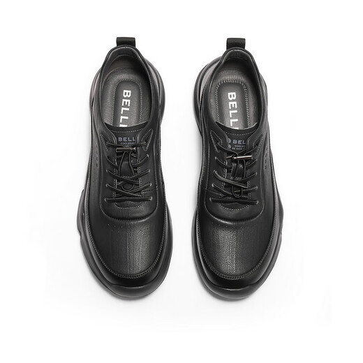 Belle Thick Soled Casual Shoes Men's Shopping Mall Lace-Free Business Sneakers 8HN01AM4 Black Velvet Lining 42