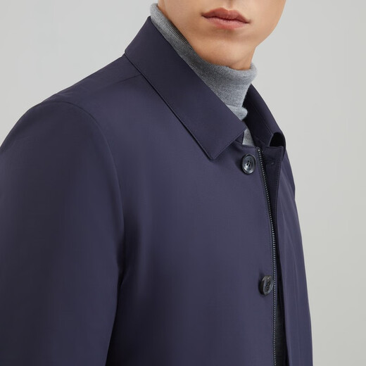 YOUNGOR windbreaker men's lapel long down windbreaker nylon removable goose down liner men's top jacket VYYF429978FQA navy blue M 170/92A