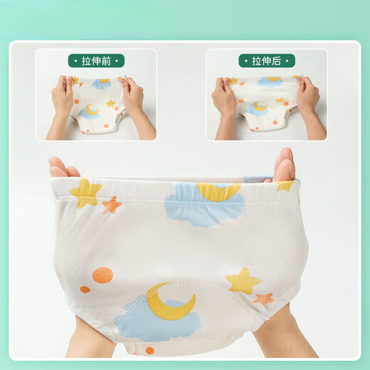 Pantalones de pañales de gasa de Mo Peng para bebés impermeables, a prueba de fugas, a prueba de orina, transpirable, pantalones de entrenamiento lavables con inodoros 90 tamaños (recomendado 0-18 Jin [Jin equivale a 0.5 kg] bebé) 1 pie
