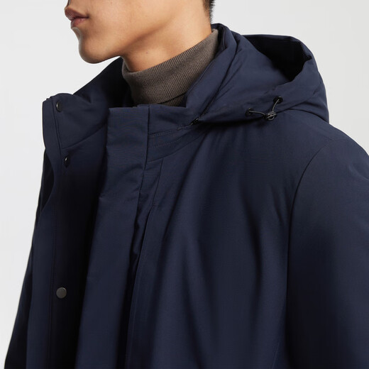 YOUNGOR Daunenjacke Herren Daunenjacke mit Kapuze, Polyestergewebe, Gänsedaunenfüllung, warm und bequem, Marineblau, L 175/96A