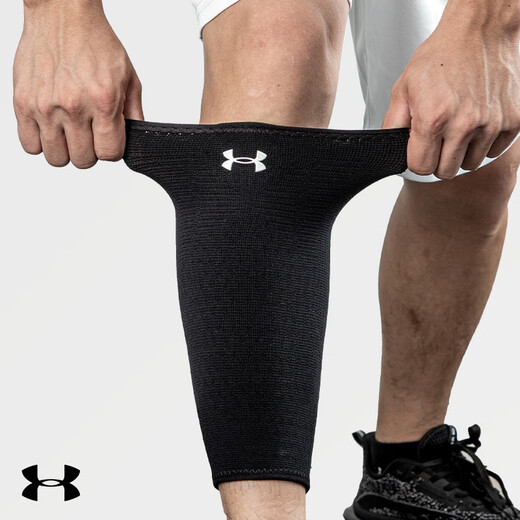 安德玛（Under Armour）运动护小腿袜套护膝篮球护具男女防护健身训练跑步足球 黑色L码