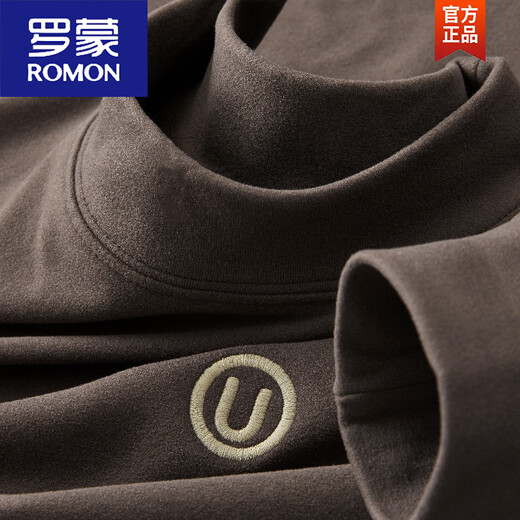 Romon [Hitzespeicher und Wärme] Halbhoch-Hals-Samt-Basishemd für Männer 2024 Herbst und Winter Neues Schleifen mit langärmeligem T-Shirt Top Black 6630 m 100-120jin [Jin ist 0,5 kg]
