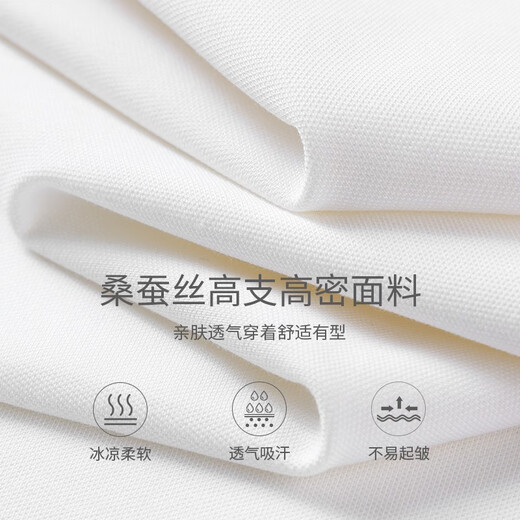 Dancing with Wolves [with mulberry silk] round neck short-sleeved T-shirt for men 2025 summer new embroidery cool breathable base short t6623 white 803 L (175)