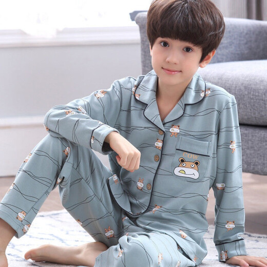 Jianfang Fat Boy Pyjamas Medium Large Children 12-15 Jahre alte lange Hosen Herbst und Winter Baumwolle Langarm Cartoon Boy Set 11165# gelber Hund XL Medium Kinder Version 170/120Jin [Jin gleich 0,5 kg]
