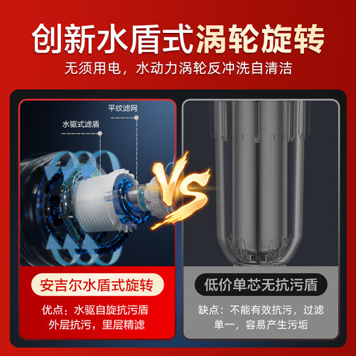安吉尔前置过滤器家用反冲洗全铜自来水全屋大流量中央净水机3524 第三代升级款前置[送龙头滤芯1
