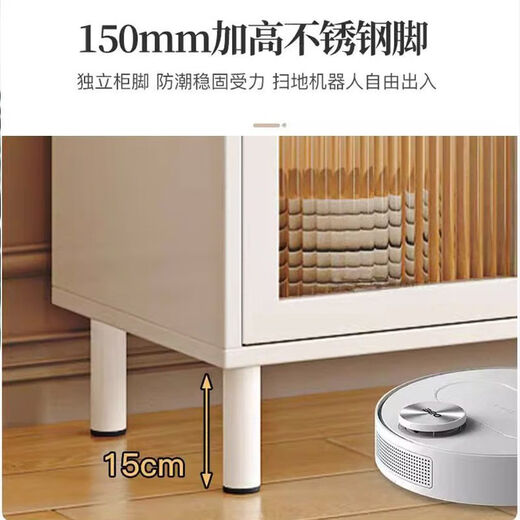 空匠奶油风餐边柜现代简约一体靠墙轻奢储物柜客厅小户型家用玄关柜子 免费送货上楼+包安装 【加厚实木生态板】80cm餐边柜