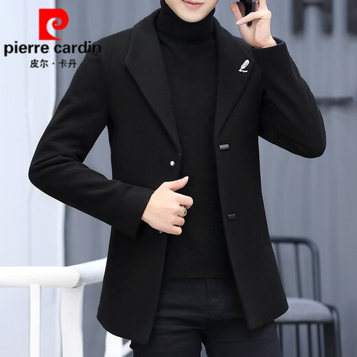 Pierre Cardin light luxury high-end spring and autumn woolen woolen coat men's thickened suit Korean style trendy men's short windbreaker mature gray cotton thickened 2XL