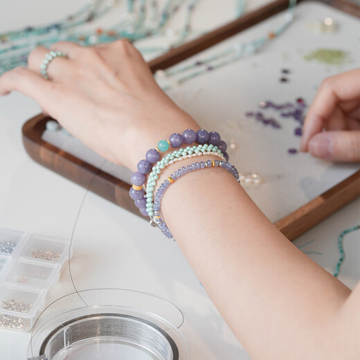 Yingxin original snow-green tanzanite beaded bracelet for women new Chinese style niche amethyst bracelet snow-green with buckle about 16 points 5cm