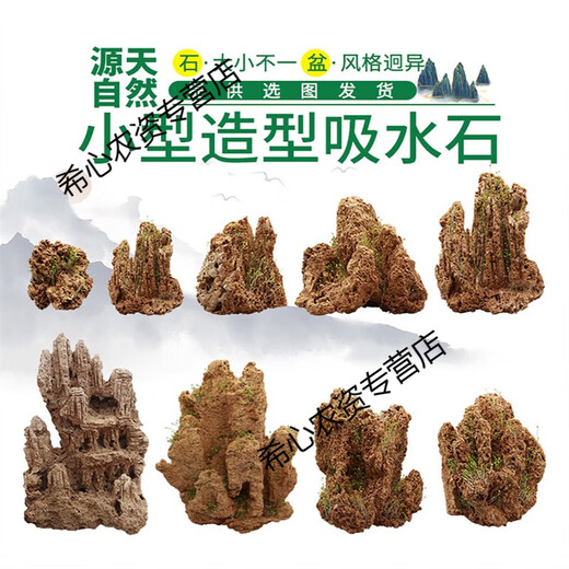 OIMG absorbent stone landscape absorbent stone rockery bonsai natural landscaping raw stone rockery stone courtyard rockery natural raw stone 15-19CM absorbent stone (pot not included)