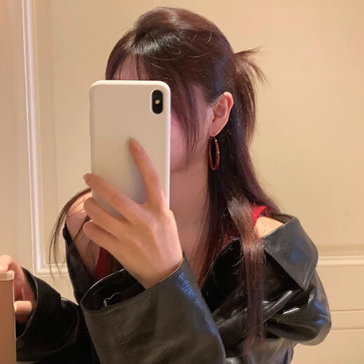 Miao Yijia Earrings for Women 2025 New Earrings Red Alloy Earrings for Round Faces and Big Faces Suitable for Temperament New Year Gifts Ancora Red Earrings 3cm