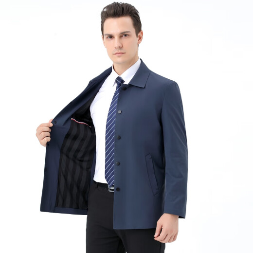 MAYOR Youngor's self-operated official flagship store men's jacket mulberry silk buttons 2023 autumn and winter middle-aged business break 1122 navy mulberry silk stand-up collar zipper 165/S suitable for wear under 110Jin [Jin is equal to 0.5 kg]