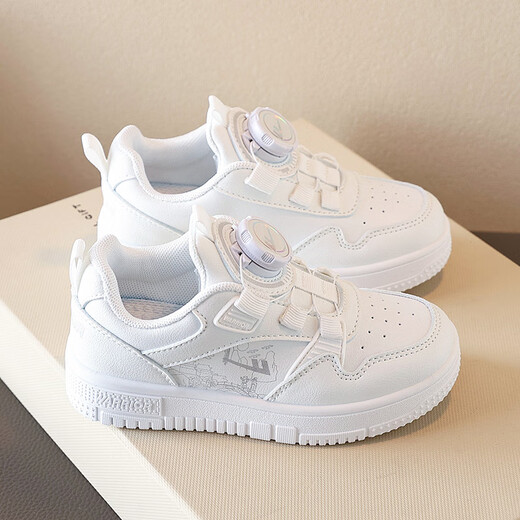 Pull back children's shoes, all-match sneakers for boys and girls, white shoes, white sneakers WZ(CL)-0427 white 36