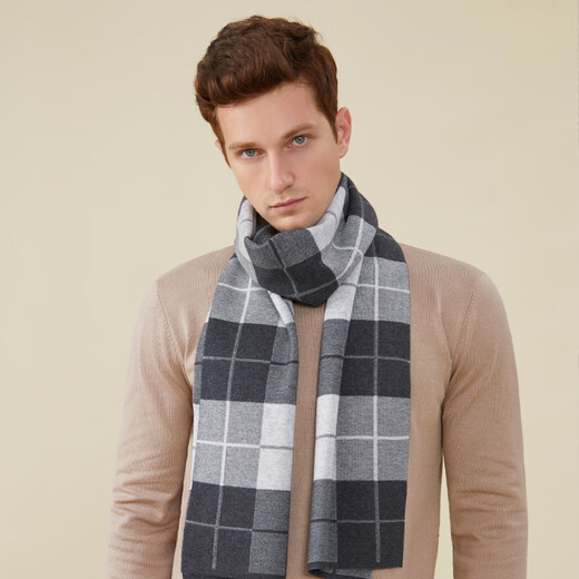 
FREESCOPE wool scarf autumn and winter plaid warm scarf men's high-end neck cover women's versatile neck protection thick shawl blend 6198 meters camel one size (180*30cm)