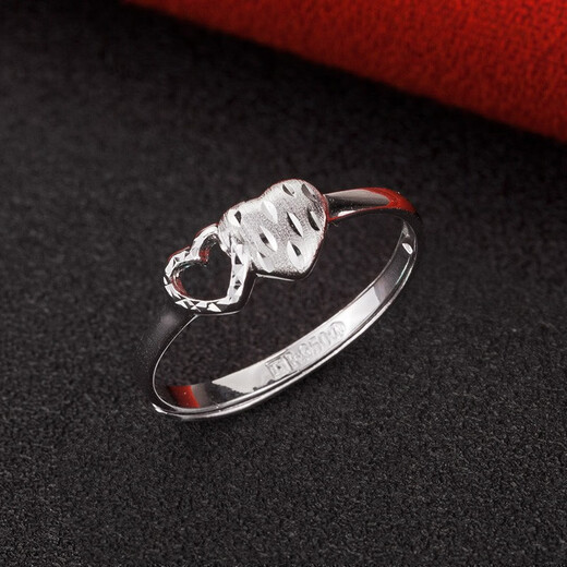 Yuan Shengfu's new PT950 romantic double heart shining platinum ring, women's fashionable platinum bracelet, 2.12 grams