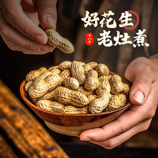老灶煮 花生带壳五香咸干水煮花生烘干炒货休闲零食品小吃下酒菜 【1376g】688g*2袋