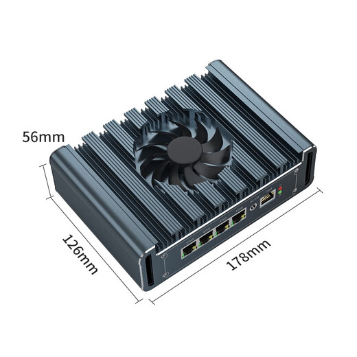 Double contrôle N5105 Version du ventilateur de refroidissement quad-core ROS ROS Soft Router Linux Host Industrial Control Computer Win11 Four Port réseau avec port série Double Affichage 4K Affichage 4G Entrée 4G N100 Mémoire 4G + 128G Solid State G31 Gray Fan Mode