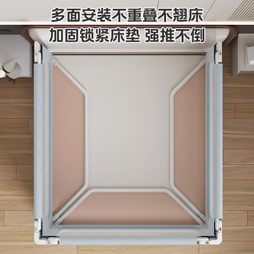 诺梵亚床围栏儿童防摔防护栏宝宝挡板拼卡其色1.8+2.0+2.0免打孔三面装