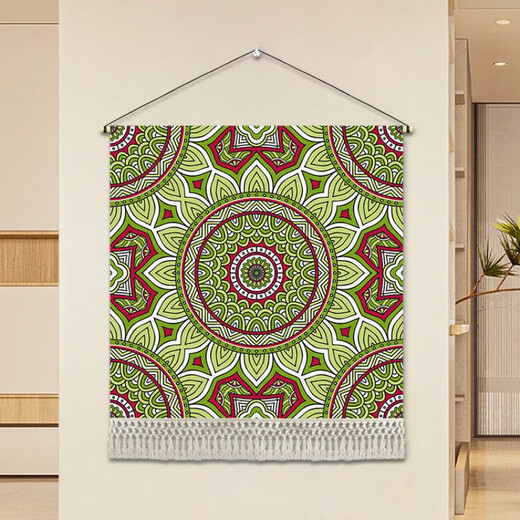 Geshang Nordic Retro Ethnic Style Bedside Tapestry Bohemian Inn Large Size Hanging Entrance Tapestry B&B Decoration G200-Mandala D-02 Width 80cm-Height 80cm Comes with Installation Package