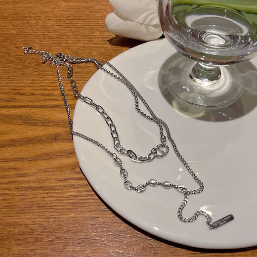 Luruo sterling silver necklace for women 2024 new light luxury niche high-end clavicle chain double layer stacked necklace that does not fade double layered pig nose necklace