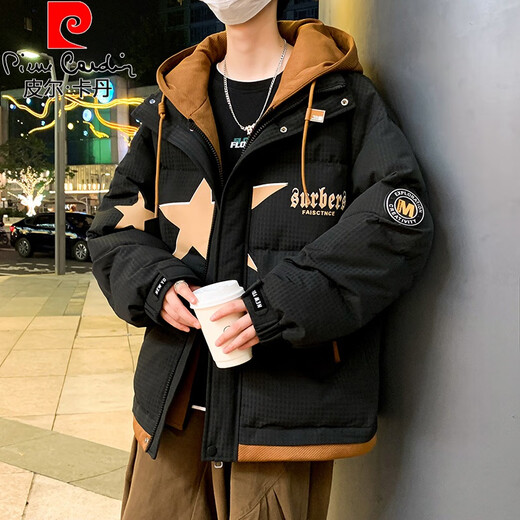 皮尔卡丹（pierre cardin）青少年棉衣外套男孩初中高中学生假两件羽绒棉服大童冬装加厚棉袄 677黑色(加棉加厚) 品质保证 L 100-120斤左右