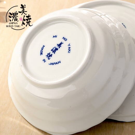 Mino-yaki Japanese tableware imported blue and white relief soup bowl hand-painted bowl sushi household rice bowl flower set series HT-18 deep plate [16.5CM*4.0CM]