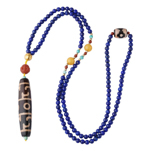 Potala Palace Three-Eyed Padmasambhava Dzi Bead Pendant Southern Red Transfer Bead Lapis Lazuli Necklace for Men and Women as Birthday Gift for Boyfriend