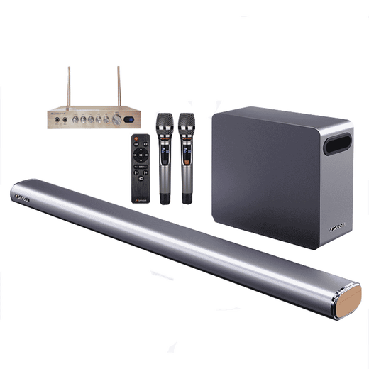 SANSUI DV-93B living room home karaoke TV audio echo wall Bluetooth projector KTV wireless microphone long strip home theater speaker subwoofer deluxe version (dual wireless microphone)