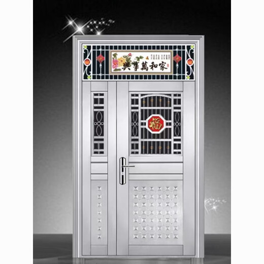 Qinkai authentic stainless steel single door with bright window country glass balcony transom door stainless steel anti-theft door entry 860*2480 inner right/outer left