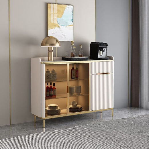 Mikeyou (Mikeyou) rock slab sideboard integrated narrow modern simple household tea cabinet wine cabinet storage cabinet wall cabinet living room sideboard Xingfubai 80*40*95 rock slab desktop Master installs on doorstep