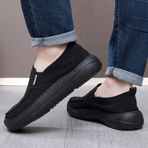 Qianpai alter Peking-Stoffschuhe Herrenschuhe ein Fuß weicher Sohle Nicht-Schlupf-Freizeitschuhe die ganze Saison Leichte, atmungsaktiv