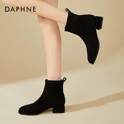 Daphne Matte короткие ботинки для женщин весной и осенью 2023 г. Новые сапоги для овчины одиночные сапоги ретро толстые каблуки Тонкие ботинки Martin Boots Black 37