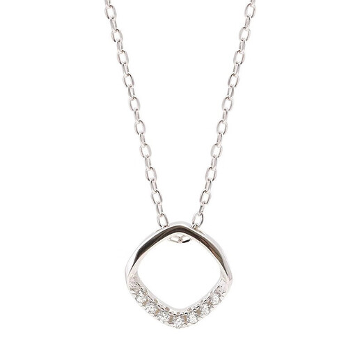 Farcoko brand geometric necklace women's silver small fresh clavicle chain fashion jewelry Valentine's Day birthday gift for girlfriend Diamond geometric necklace-O-shaped chain - exquisite high-end gift box