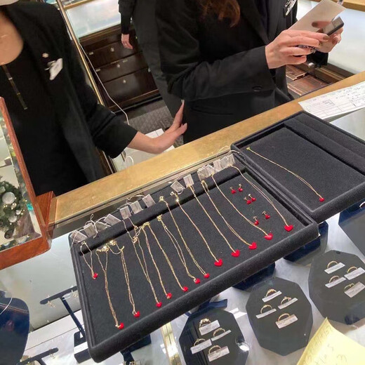 Fat Donglai's same 18k gold red heart necklace purchased from Japan for little girl, yellow size, small red heart, small size