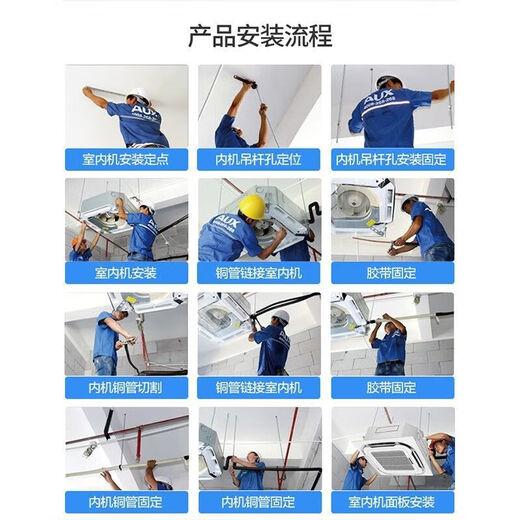 AUX large 3-horsepower ceiling machine embedded in commercial air-conditioning heating and cooling ceiling machine single cooling 5-horsepower central air-conditioning factory office patio machine second-hand 90% new eight-sided air outlet (90% new) AUX 3-horse single cooling ceiling machine-220V