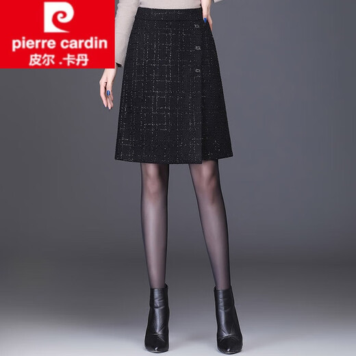 Pierre Cardin bright silk wool skirt short skirt for women autumn and winter new A-line high waist slim hip skirt petite winter skirt women diamond-shaped small plaid XL 2 feet 229 size