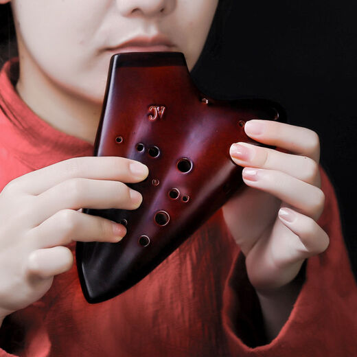 
Shanbei is suitable for three-tube ocarina ag beginner ceramic ocarina alto C tune smoked and burned travel bag lanyard playing level star rain deep sea blue + full set