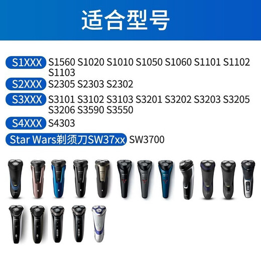 飞利浦（PHILIPS） 电动剃须刀刀头配件 刮胡刀刀片刀网 SH30/51|3片装|适合S1/2/3/4系列