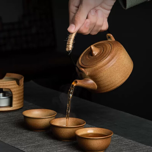 Gaoshishan tea stove, a complete set of tea sets, ancient tea brewing device, Japanese-style teapot with large capacity, six cups per pot + fair cup + filter set, 1 piece